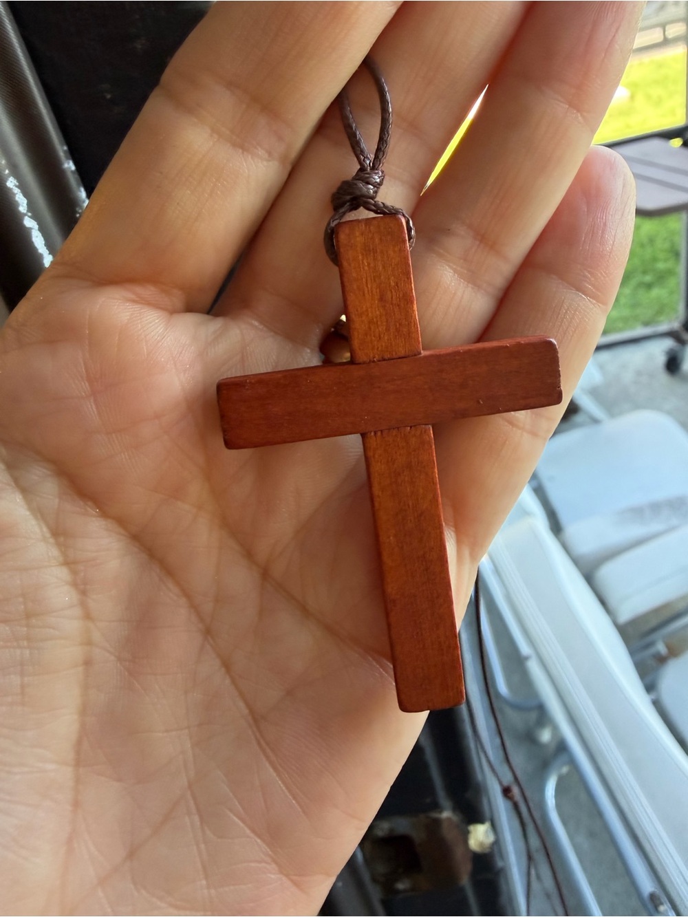 Wooden Cross Pendant Necklace for Men /Women- Brown